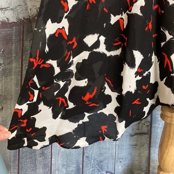 A.L.C. Nello Silk Dress 8 Midi Red Black White ALC Luxury Floral Handkerchief - Picture 7 of 16